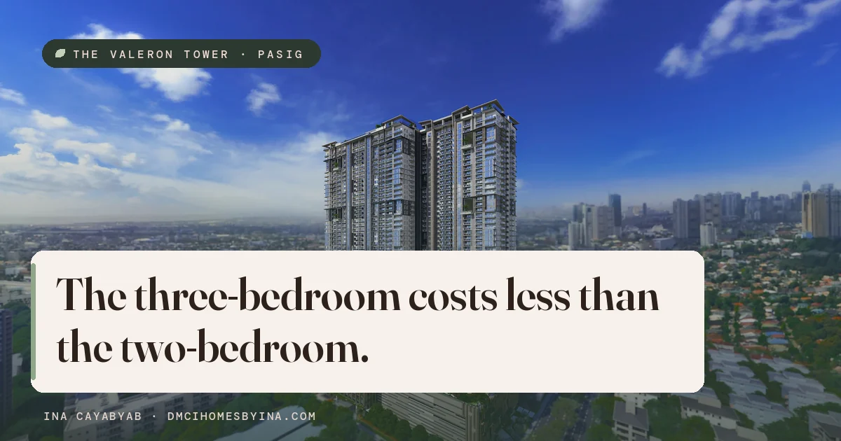 At Valeron, the 3-bedroom costs less than the 2-bedroom